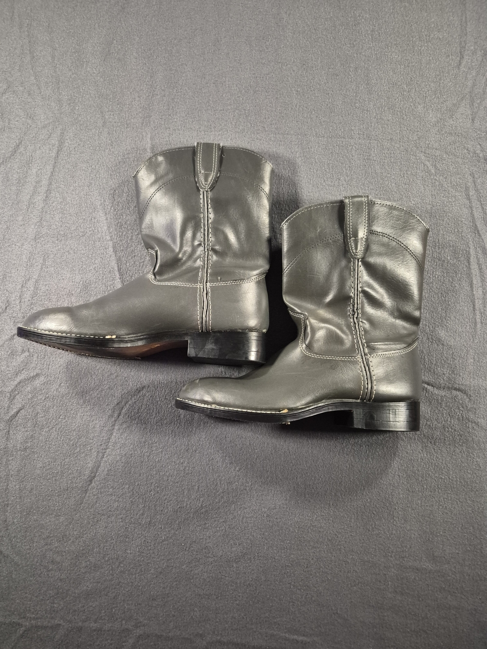 Vintage Bronco Made in USA Gray Leather Western Cowgirl Roper Boots Size 5D